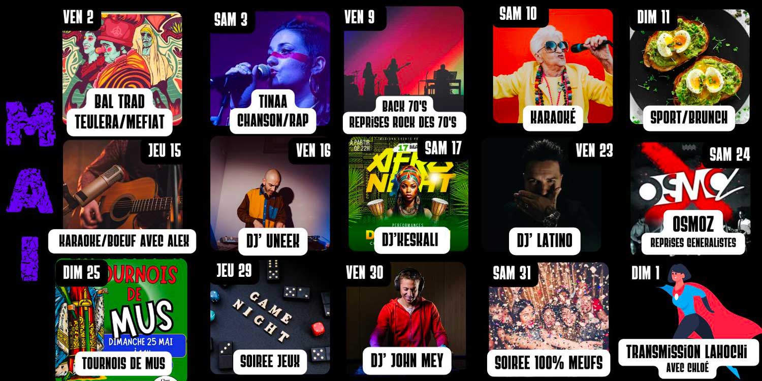 Chez Camy programme mai 2025